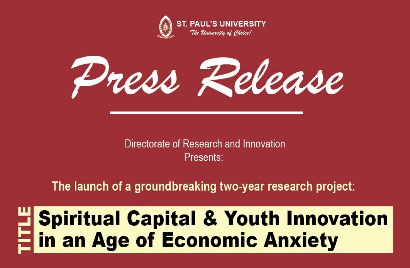 St. Paul’s University Announces $100,000 Initiative to Study “Spiritual Capital” and Youth Innovation in Kenya