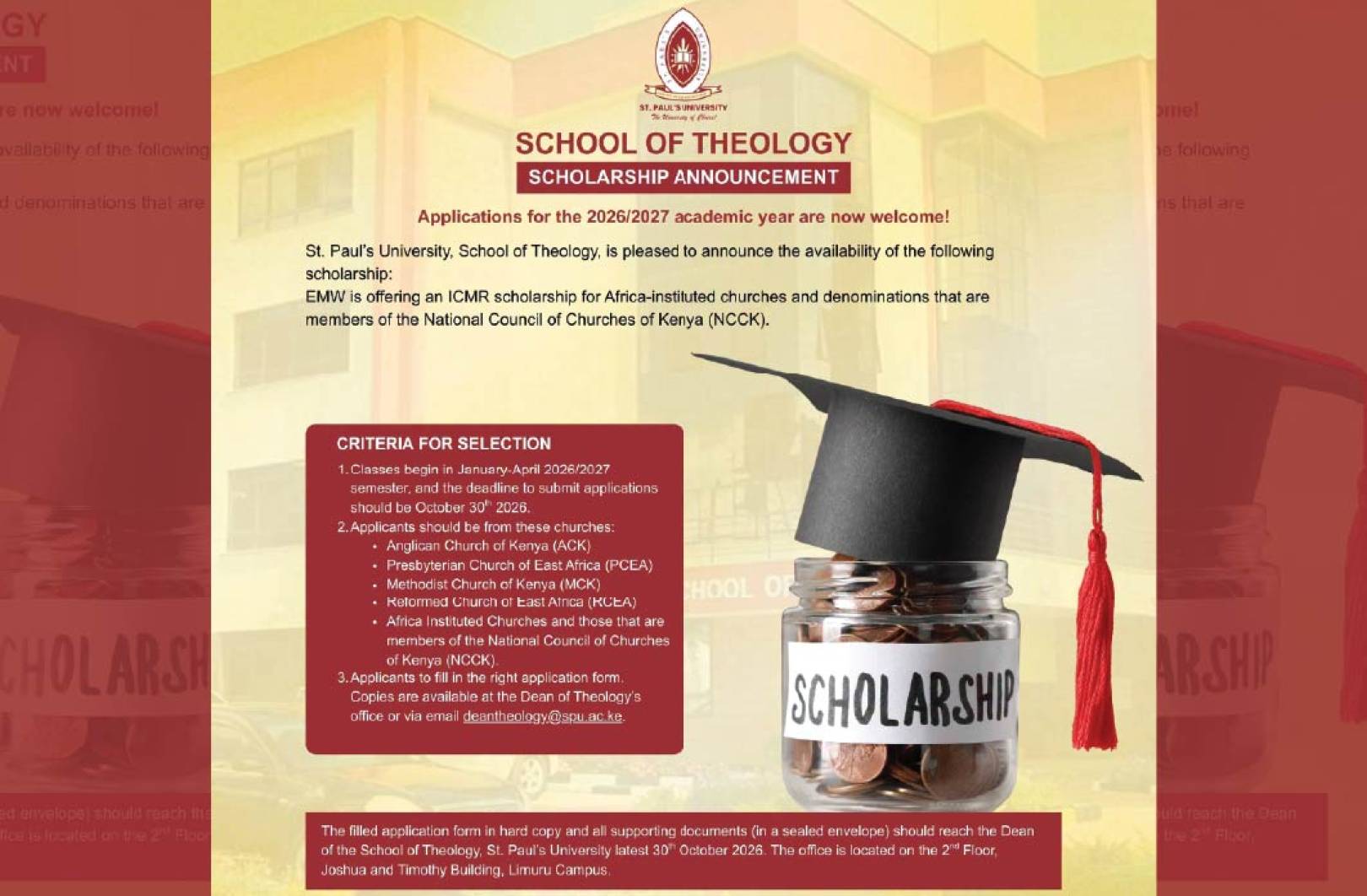 Applications Open: EMW ICMR Partial Scholarships at St. Paul’s University School of Theology (2026/2027)