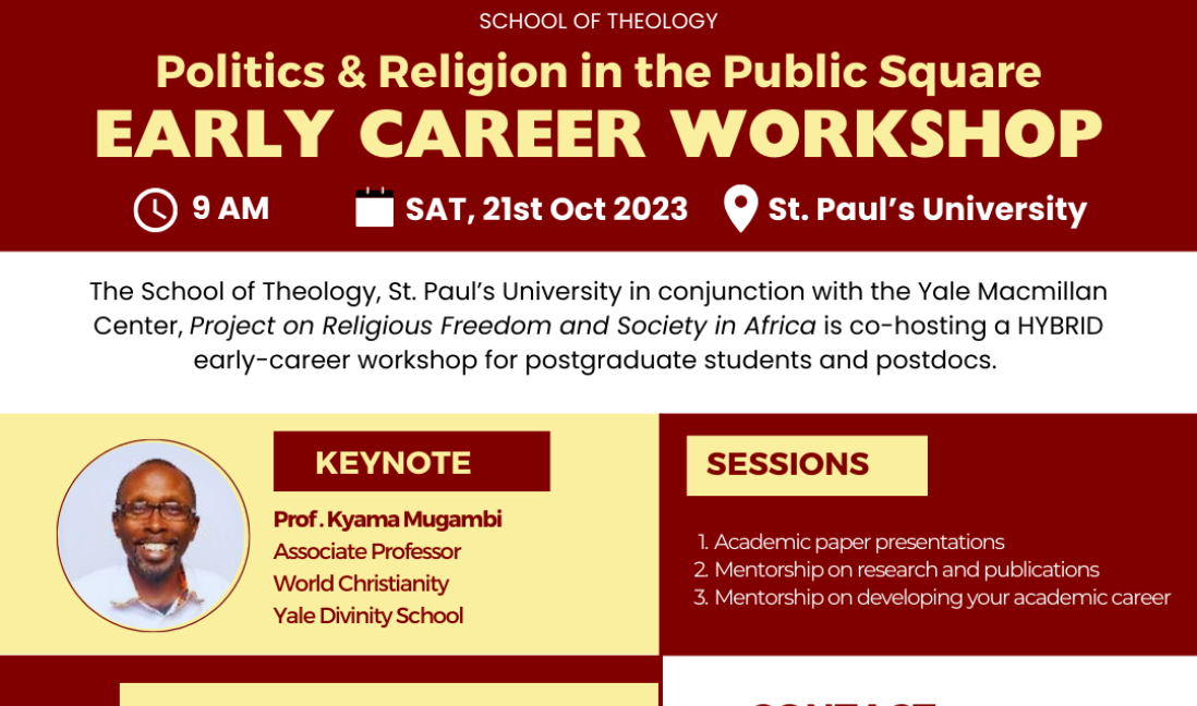 EARLY CAREER WORKSHOP: Politics & Religion in the Public Square (21st Oct 2023)